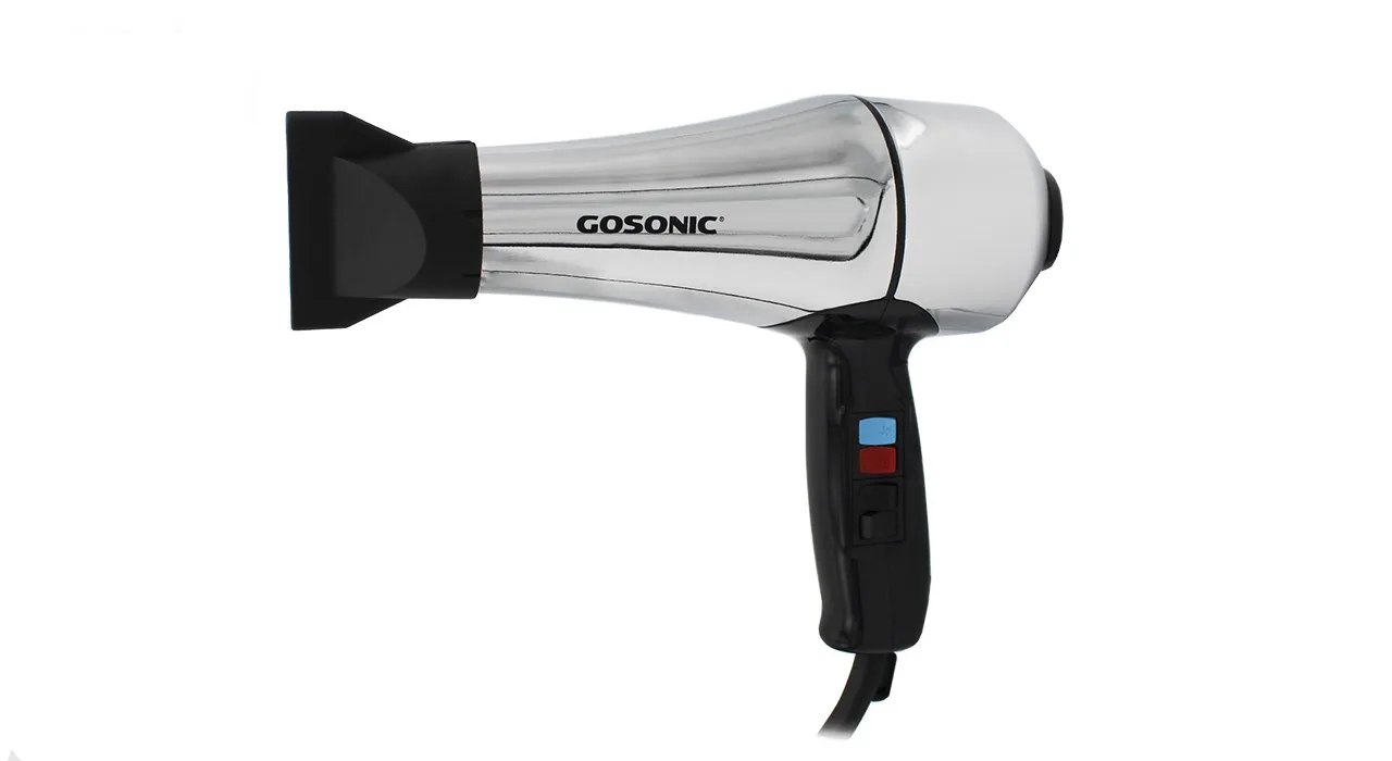 سشوار حرفه ای گوسونیک مدل GHD-229، موتور AC با توان مصرفی 1800 وات، دارای قابلیت باد سرد، فناوری تولید یون، وزن 892 گرم، تنظیم حرارت 3 حالته و کنترل سرعت 2 حالته، به همراه 1 عدد سری متمرکزکننده