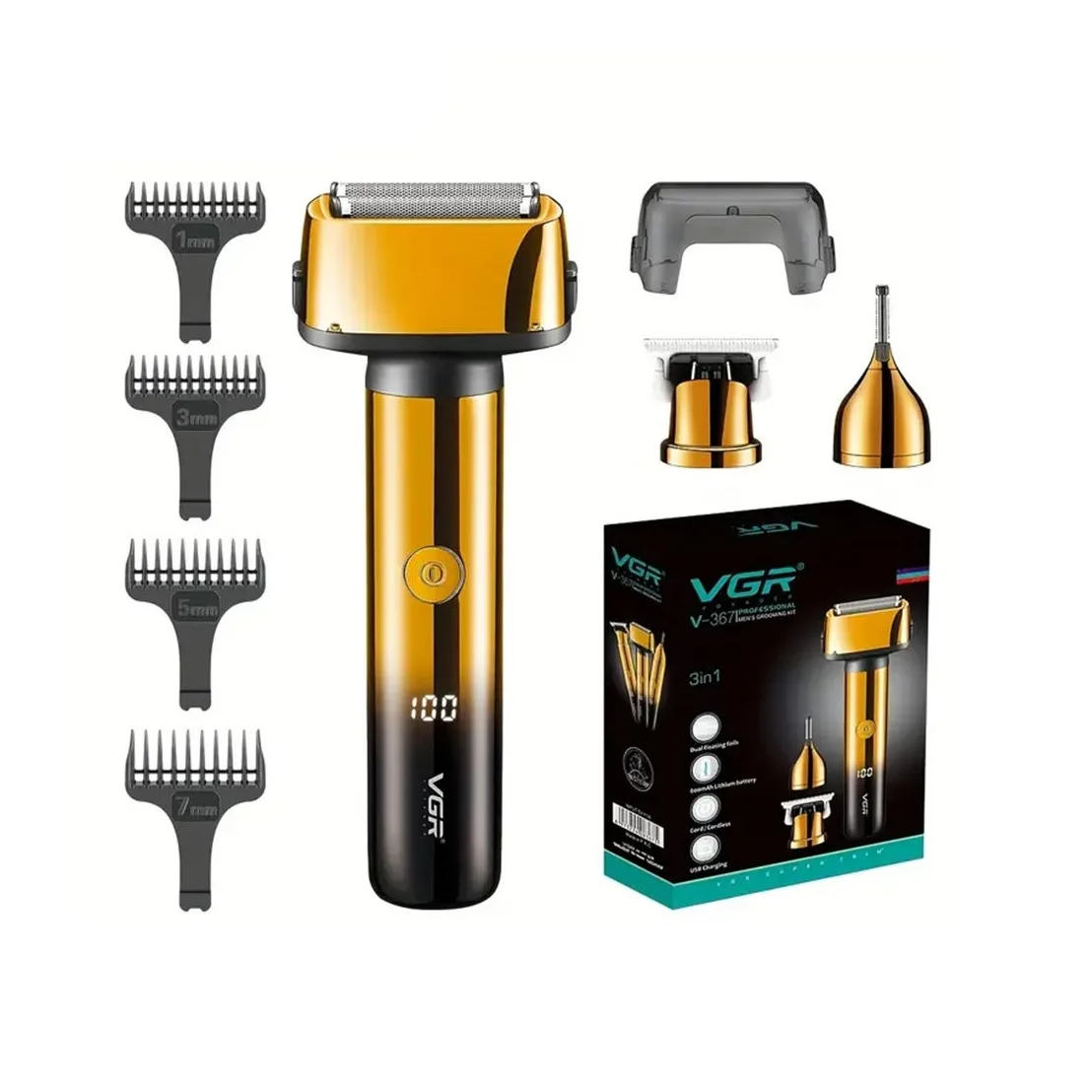 ماشین اصلاح وی جی ار مدل V_367 3IN 1