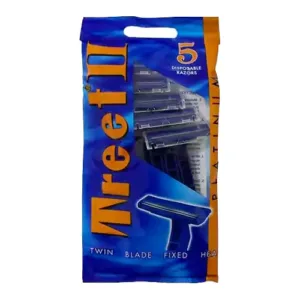 خودتراش یکبار مصرف 2 تیغه تریت Treet II بسته 5 عددی ساخت ترکیه