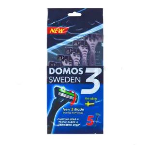 تیغ خودتراش مردانه 3 تیغه DOMOS دوموس اصل سوئد بسته 5 عددی