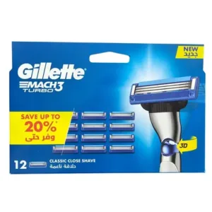 تیغ یدک خودتراش هلندی ژیلت Gillette Mach3 Turbo بسته 12 عددی