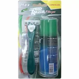 خودتراش ۳ تیغه یدک دار مردانه چینی مکس Max Speed Razor به همراه ۳ سری یدک و فوم اصلاح