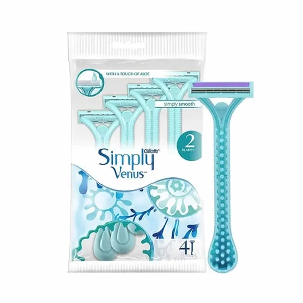 تیغ خودتراش 2 لبه زنانه ونوس ژیلت مدل GILLETTE SIMPLY VENUS بسته 4 عددی