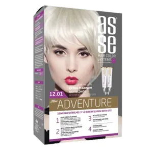 رنگ مو بدون آمونیاک آسه asse Extra Platinum Ashy Blonde شماره 12.01 (بلوند پلاتینه دودی بسیار روشن) دو تیوپ 100 میل