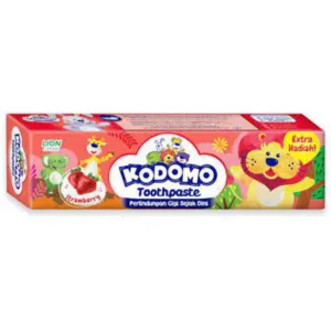 خمیر دندان کودک جایزه دار کودومو Kodomo Strawberry عصاره توت فرنگی 45 گرم تاریخ 2025/03/15