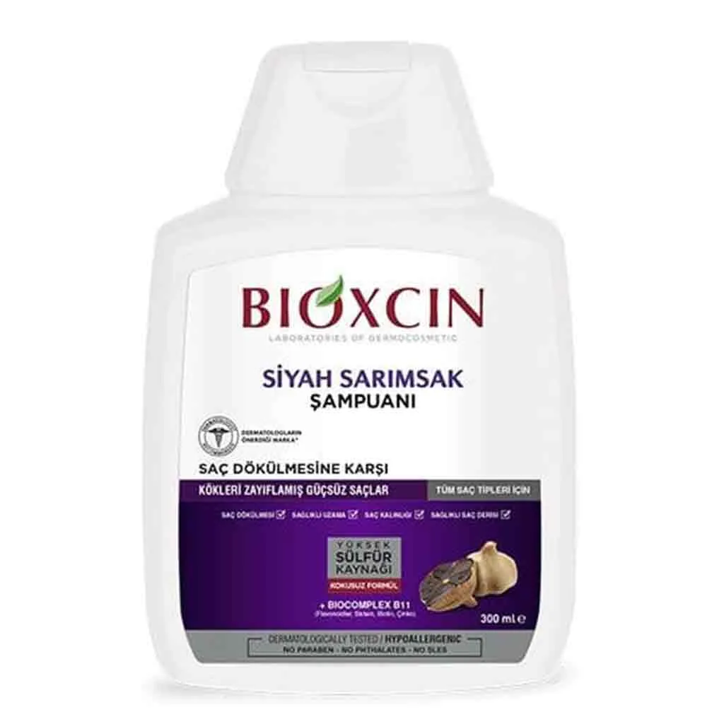 شامپو بیوکسین Bioxcin ضد ریزش عصاره سیر سیاه مخصوص انواع موهای ضعیف 300 میل