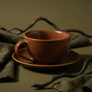 سرویس چینی لته خوری 4 پارچه بن سای مدل قهوه ای پوینت کالر