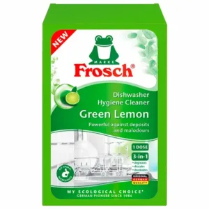 پودر جرم گیر ماشین ظرفشویی آلمانی فروش Frosch قوی در برابر رسوب و بو با رایحه لیمو 125 گرم