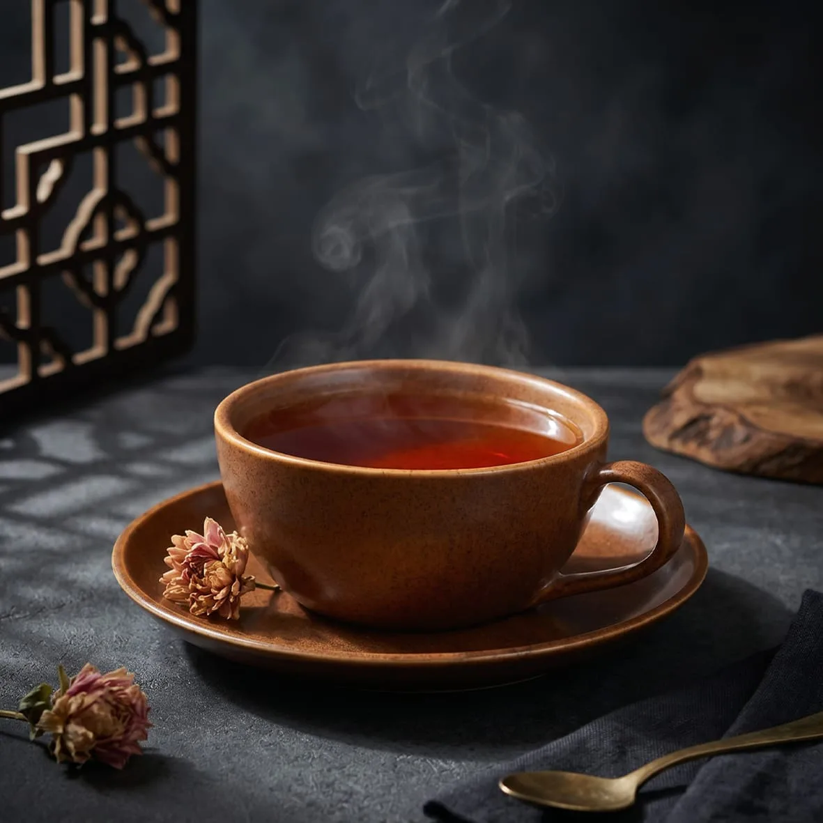 سرویس چینی کاپوچینو خوری 4 پارچه قهوه ای بن سای مدل پوینت کالر