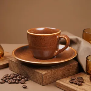 سرویس چینی قهوه خوری 4 پارچه قهوه‌ای بن سای مدل پوینت کالر